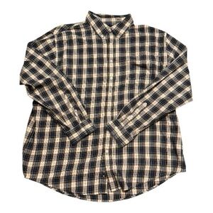Croft & Barrow Navy and Cream Plaid Shirt